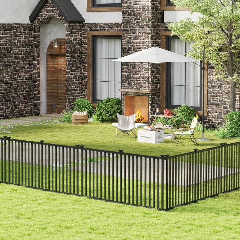 Gymax 80'' x 39'' Vinyl Picket Fence 2 No Dig Fence Panels for Soft