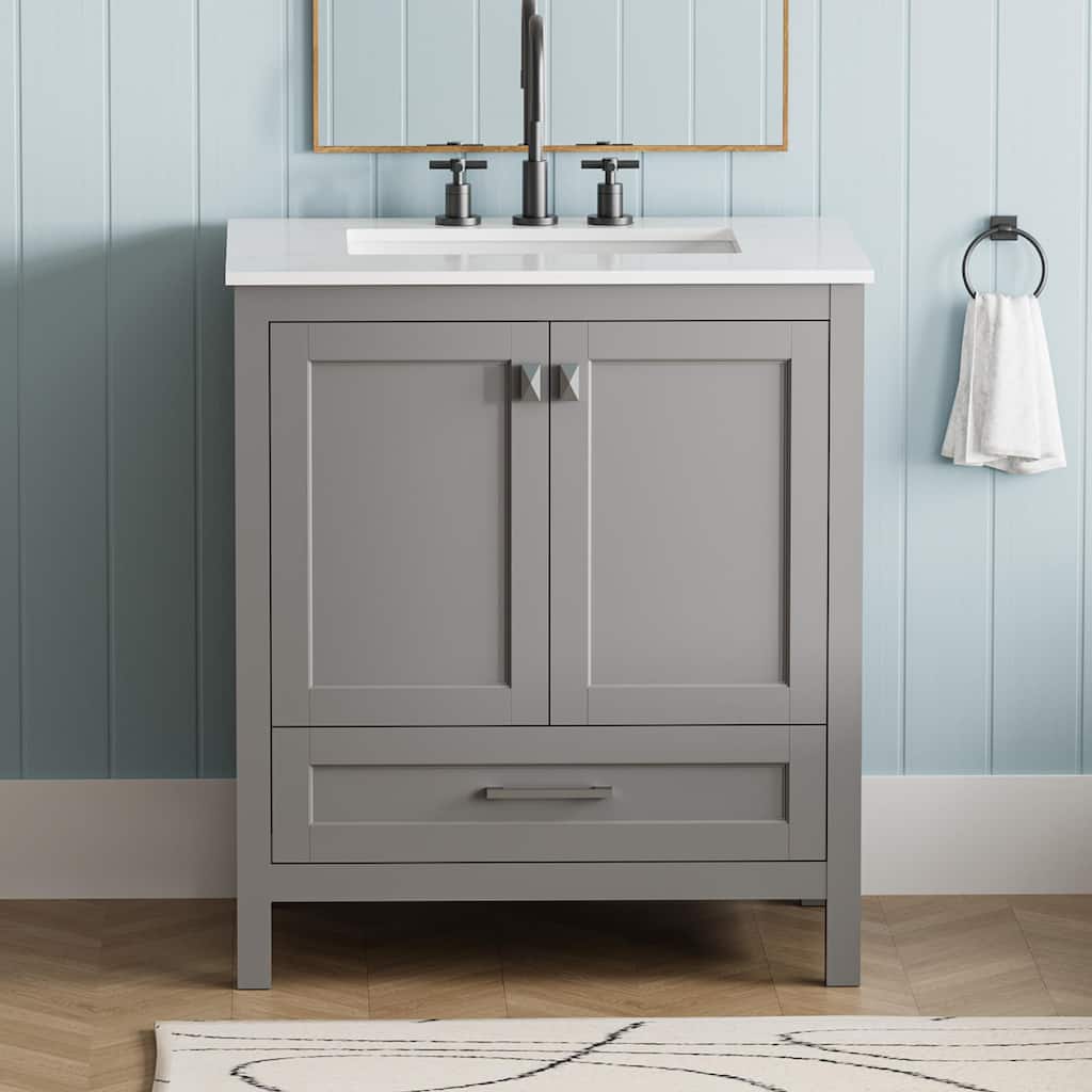 Bathroom Vanity with Sink, Storage Cabinet with Marble Countertop, Bathroom Vanities with Soft Close Doors and Large Drawer