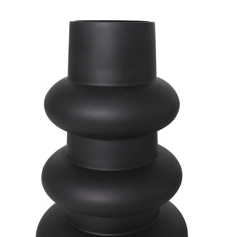 Glass Dimensional Bubble Decorative Vase - Set of 2 Black or White- Roche River Decor