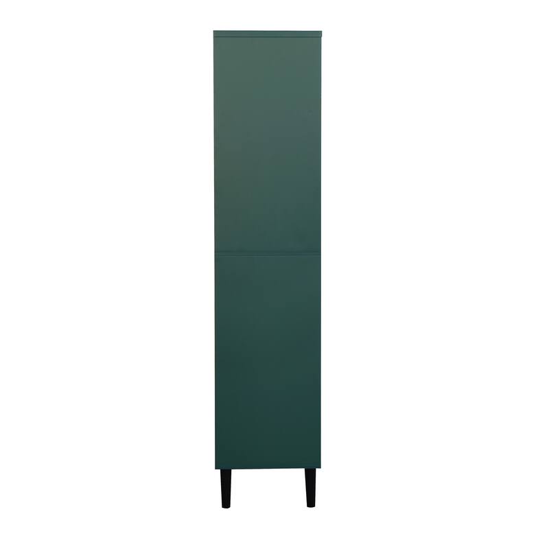 Tall Storage Show Cabinet with 2 Glass Display Door & 2 Doors, Modern Cabinet Freestanding for Bathroom, Dining Living Room