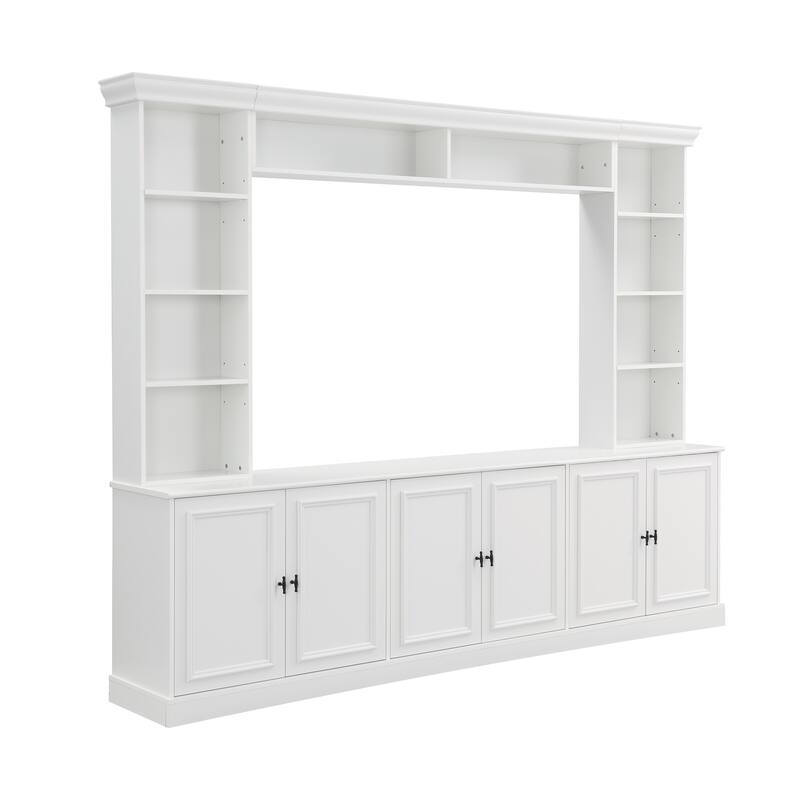 4-Piece Entertainment Center Wall Unit Set with Bridge for TVs Up to 70'', TV Stand W/Adjustable Shelves, Large Media Console