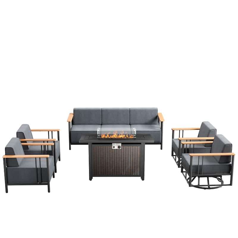 Pocassy 6PCS Sofa Chair with Fire Table