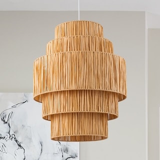 C Cattleya 1-Light Handmade Natural Jute Rope 5-tiered Chandelier