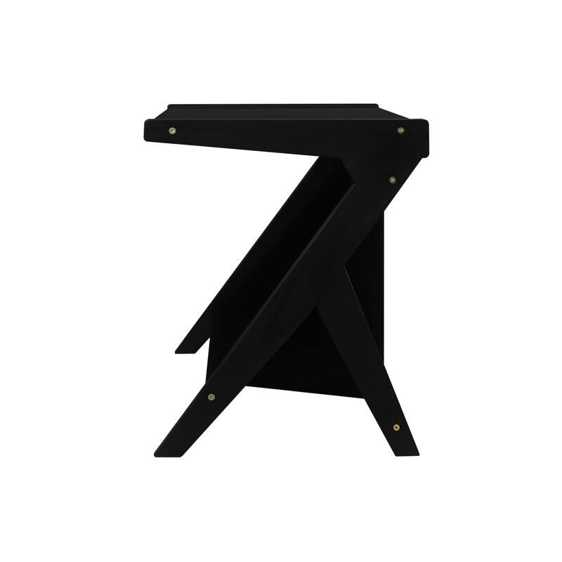 Casual Home Z-Shaped Sofa Side Table with Canvas Storage Basket