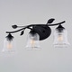 preview thumbnail 10 of 10, Fairwood 3-Light 21 in. Wide Black Rustic Bathroom Vanity Wall Lighting, Clear Glass Shade, Dimmable, LED Compatible