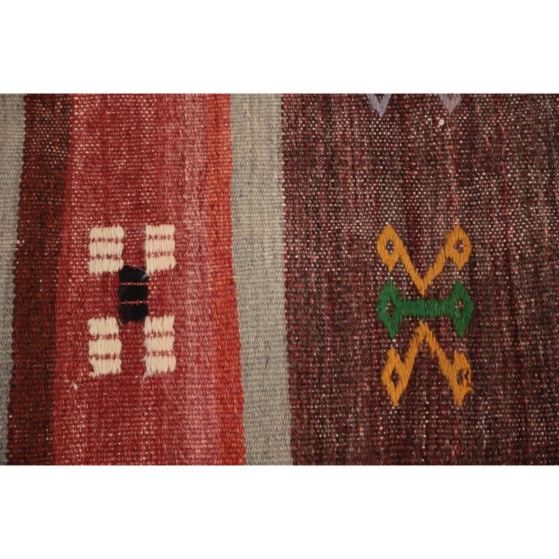Hand Woven Oriental 100% Wool Carpet Southwestern Tribal Multi-Colored Kilim Area Rug - 9' 8'' X 5' 4''