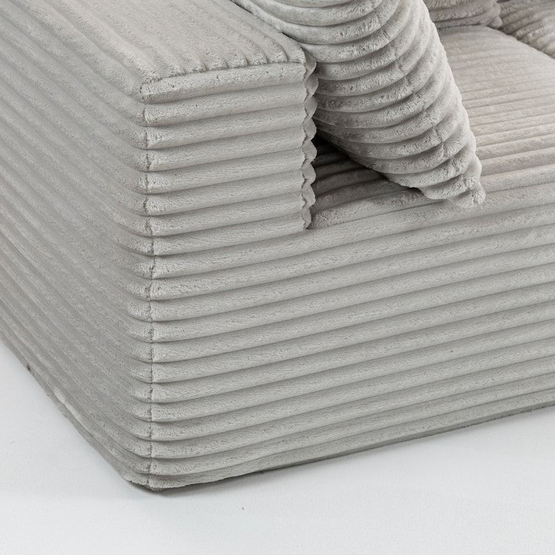 Floor Standing Deep Seat Sofa Corduroy Modular L-shaped Sectional Sofa with Chaise Lounge Compressed Sofa with Ottoman