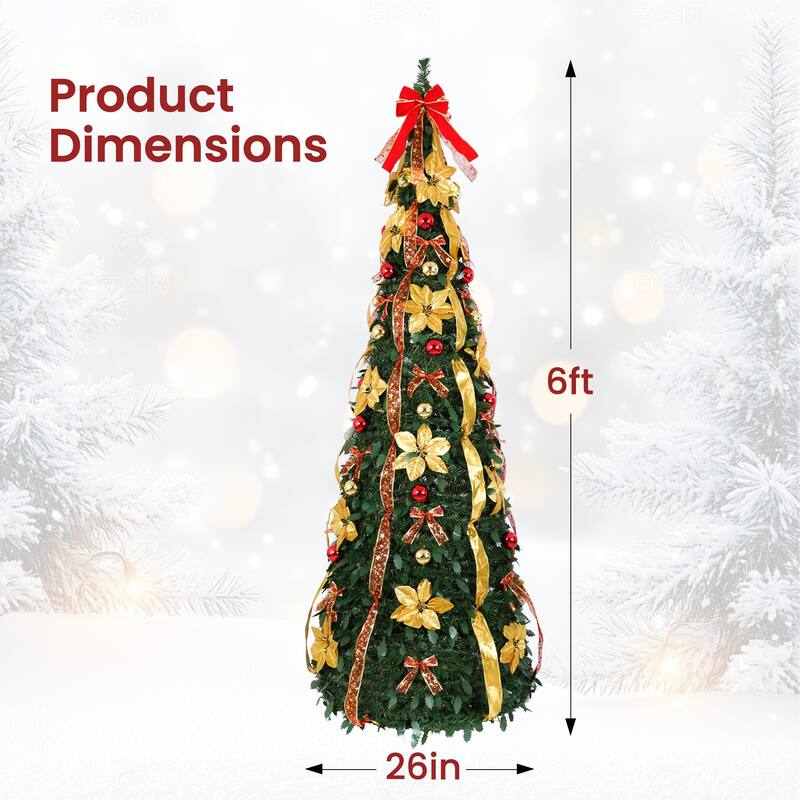 6FT/7FT Pre-Lit Artificial Christmas Tree with Ornaments