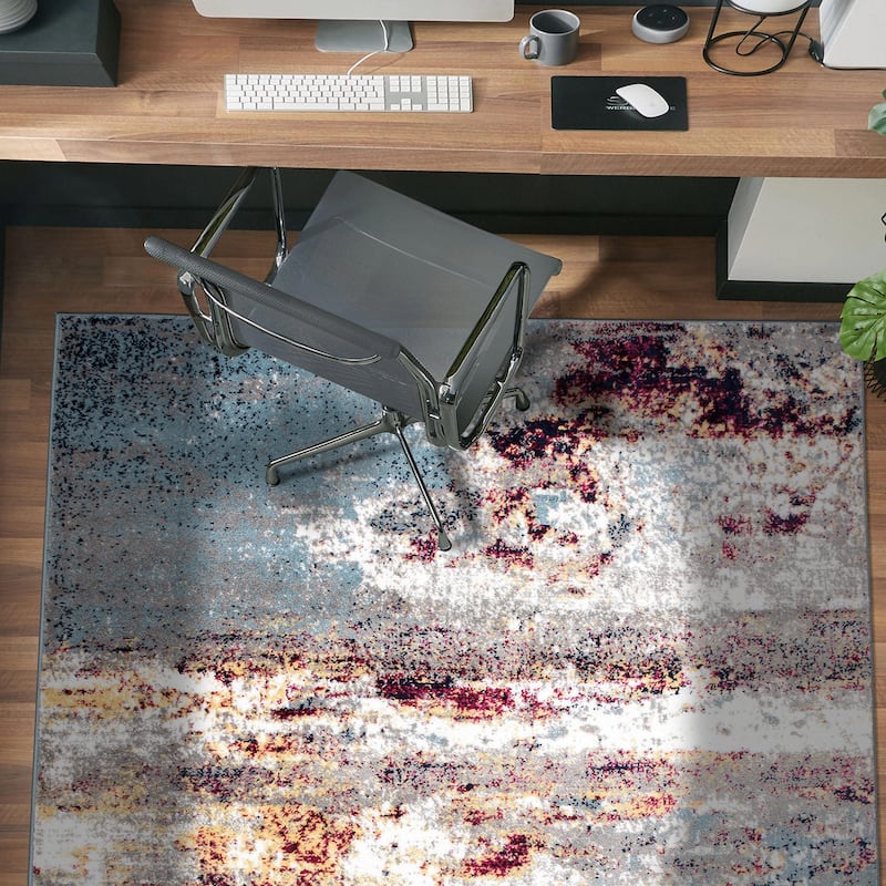 World Rug Gallery Distressed Abstract Watercolor Area Rug