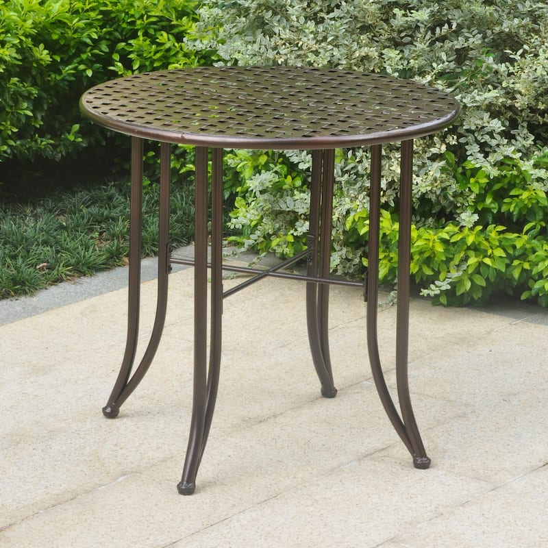 Mandalay 30-inch Iron Patio Bistro Table - Hammered Bronze
