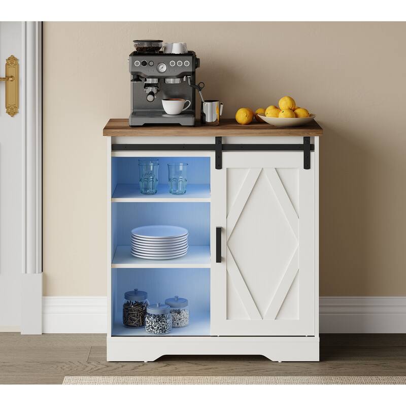 WAMPAT Farmhouse Coffee Bar Cabinet Storage Sideboard