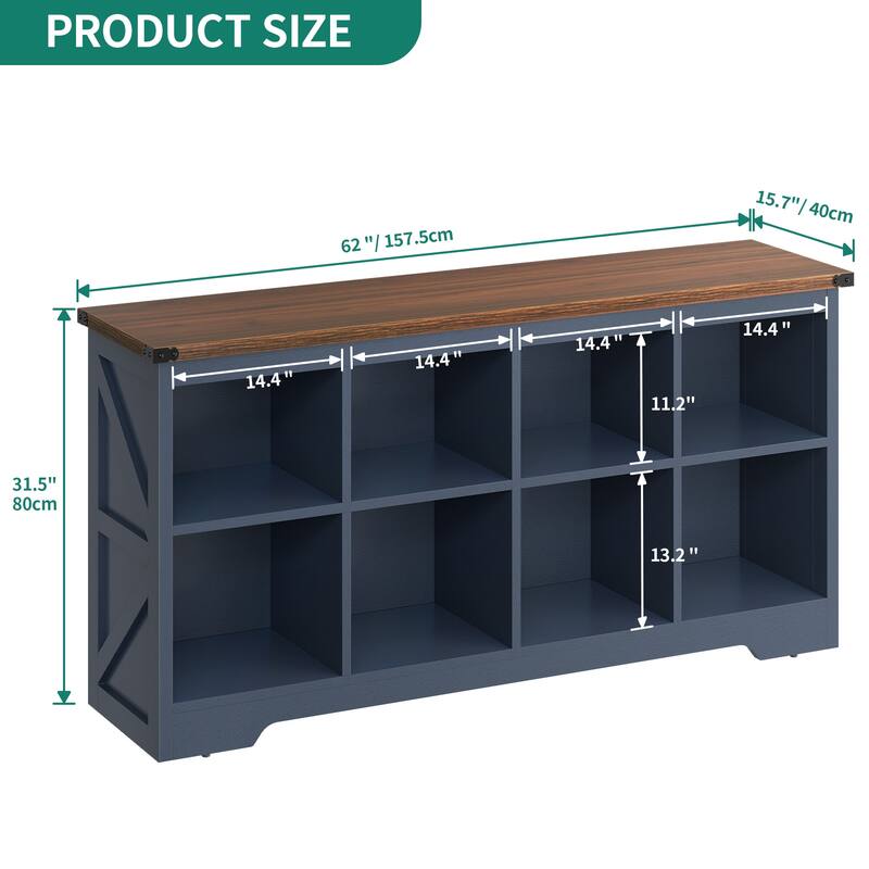 Moasis Farmhouse 6 Cube 8 Cube Storage Shelf Organizer Bookcase Cubby Cabinet