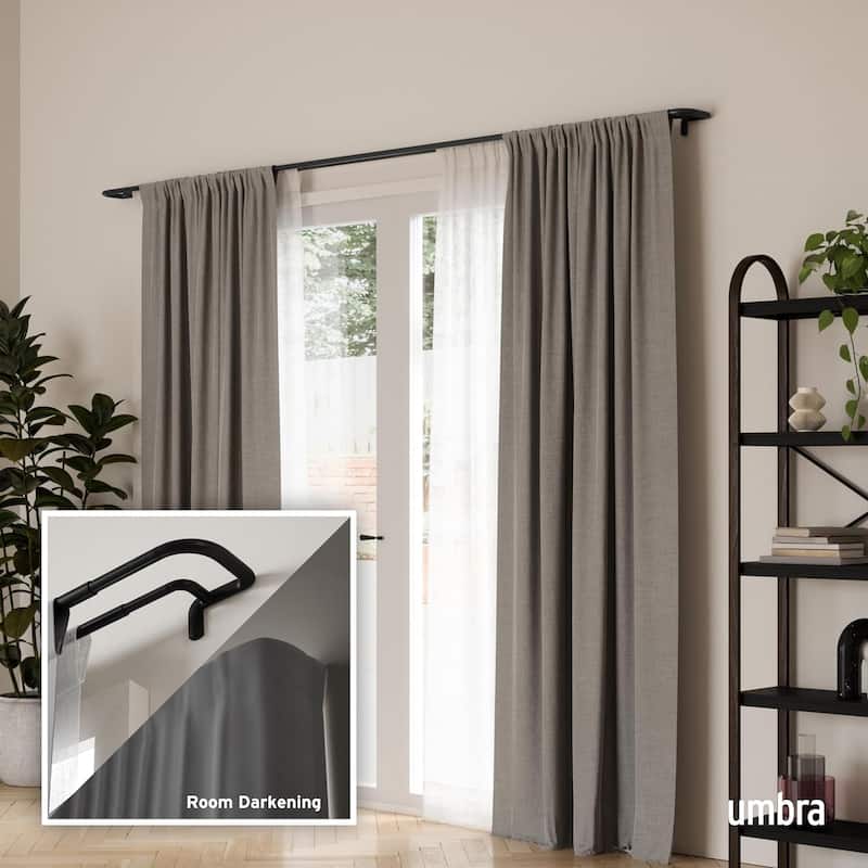 Wrap Around Design Twilight Double Curtain Rod Set, 66 to 144 Inches - Black