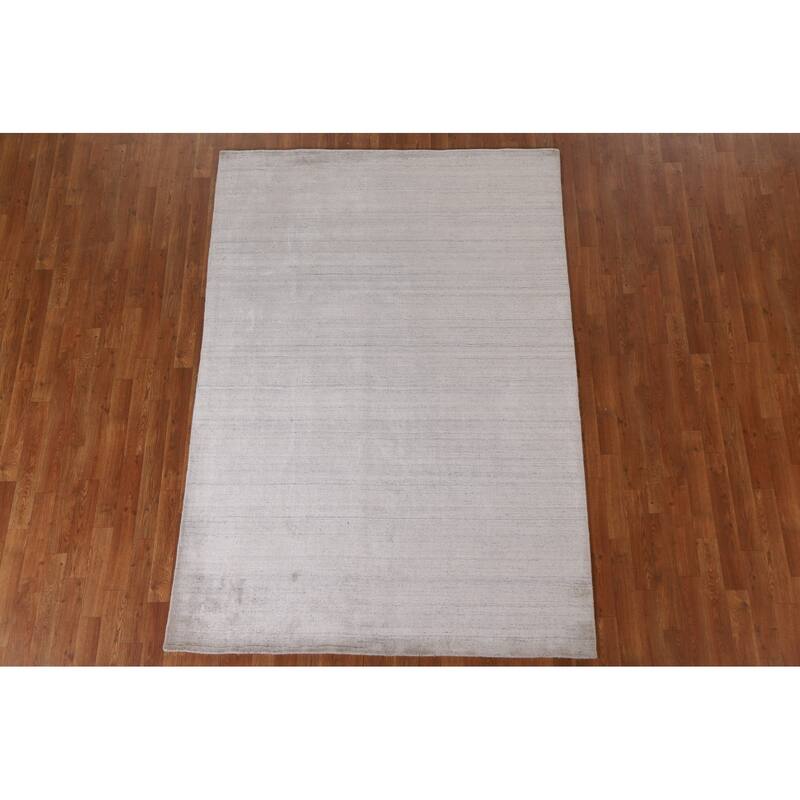 Hand Knotted Oriental 100% Wool Carpet Tribal Contemporary Beige & Ivories Gabbeh Area Rug - 5' 8'' X 5' 4''