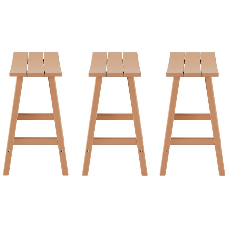 Polytrends Laguna Hdpe All Weather Outdoor Patio 24" Saddle Seat Counter Stool (Set Of 3)