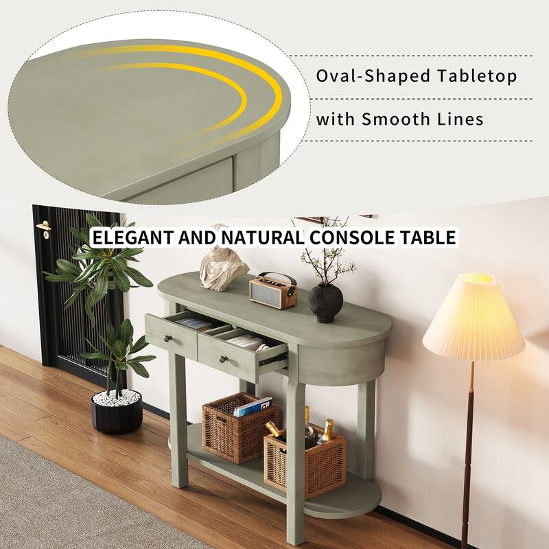 Vintage Console Table, Glossy Sofa Table for Entryway and Living Room