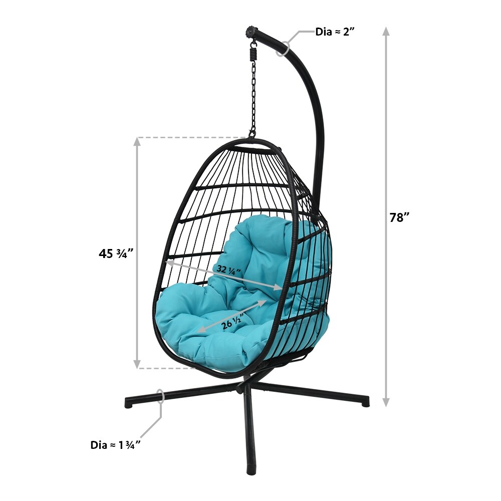 Maypex Outdoor Wicker Hanging Basket Swing Chair With Cushion And Stand Overstock 31969841