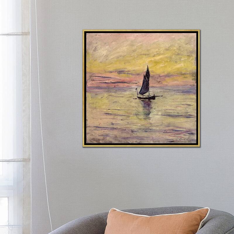 iCanvas "The Sailing Boat, Evening Effect, 1885 " by Claude Monet Framed Canvas Print