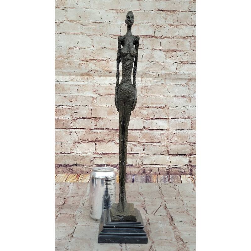 Woman Of Venice After Alberto Giacometti - Bronze Sculpture Statue Stick Figure On Marble Base