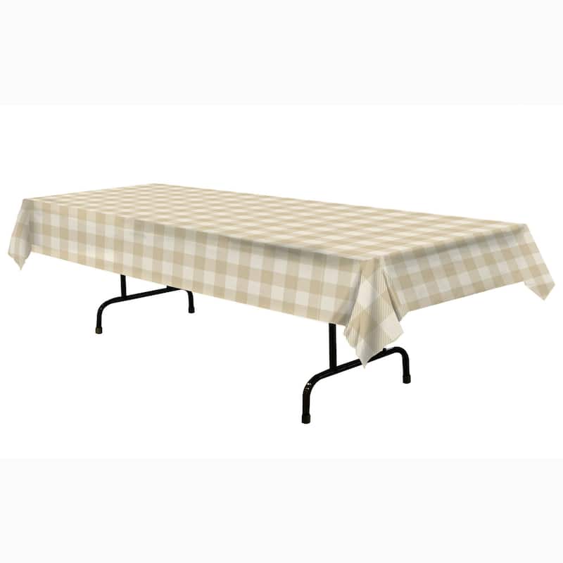 15.75" Beige Buffalo Plaid Tablecover