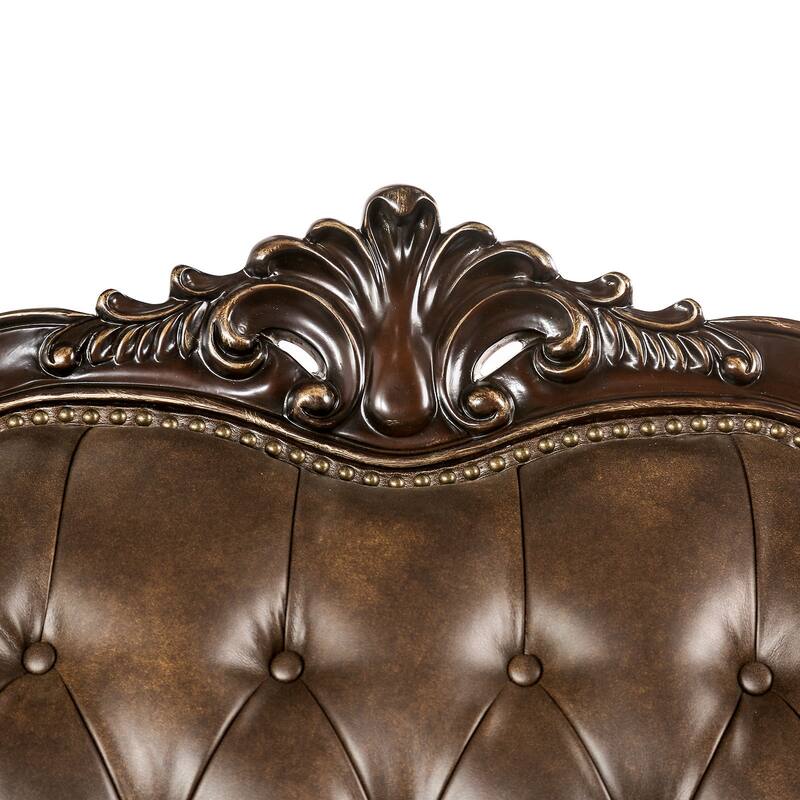 Furniture of America Beatrice Traditional Brown Arm Chair with Button Tufted Back and Accent Pillows