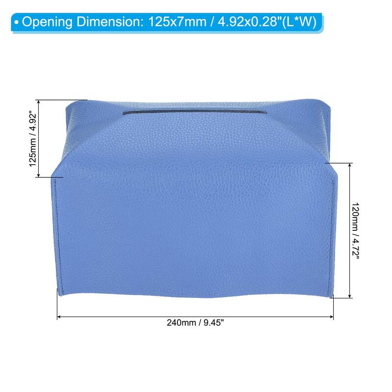 9.4x5x4.7" Tissue Box Cover PU Leather Decorative Holder Dispenser - Blue