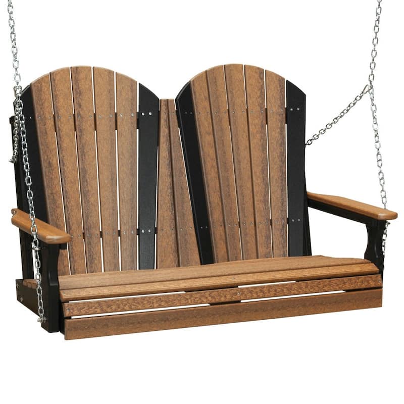 Poly Lumber Adirondack Swing - 4' - Antique Mahogany Woodgrain & Black