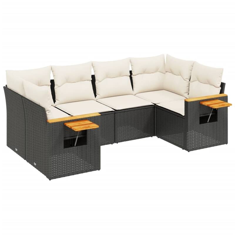 vidaXL Patio Sofa Set with Cushions Outdoor Furniture 6 Piece Poly Rattan - 24.4 x 33.5 x 27.2 in