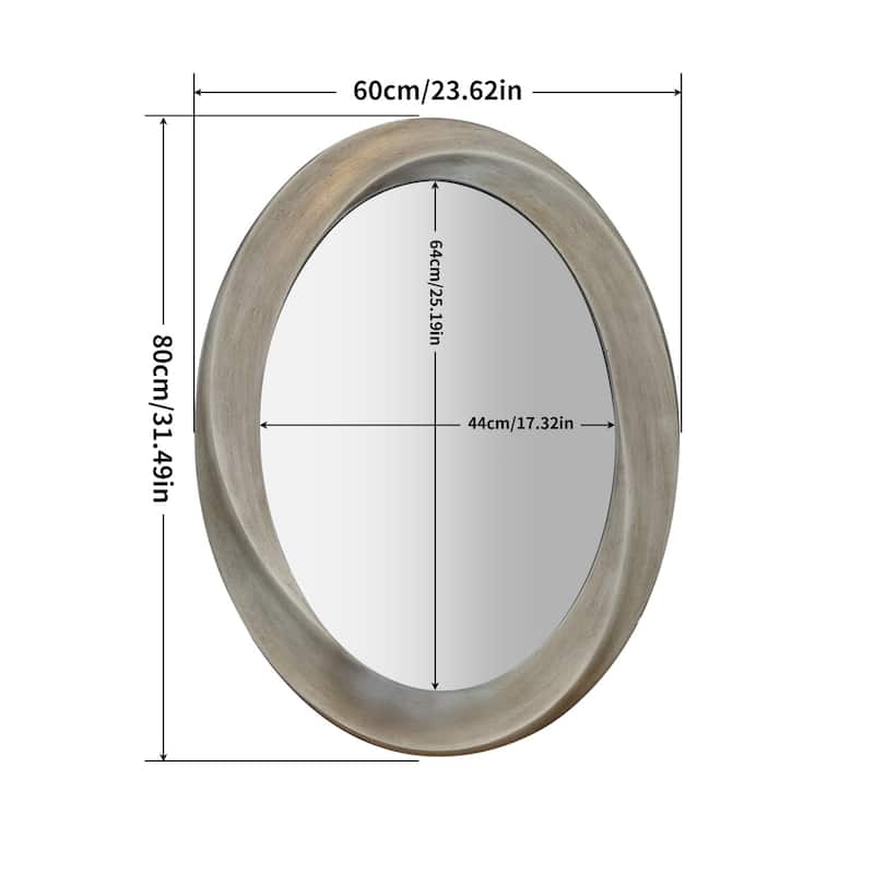 Oval Vanity Beveled Mirror Unique S-Curve Shaped Border Wall Mirror - 24"x32"