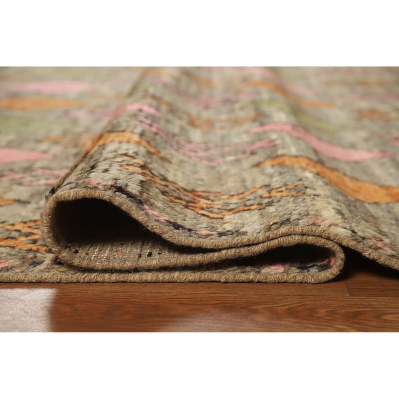 Geometric Moroccan Square Area Rug Hand-Knotted Wool Carpet - 5'9" x 6'4"