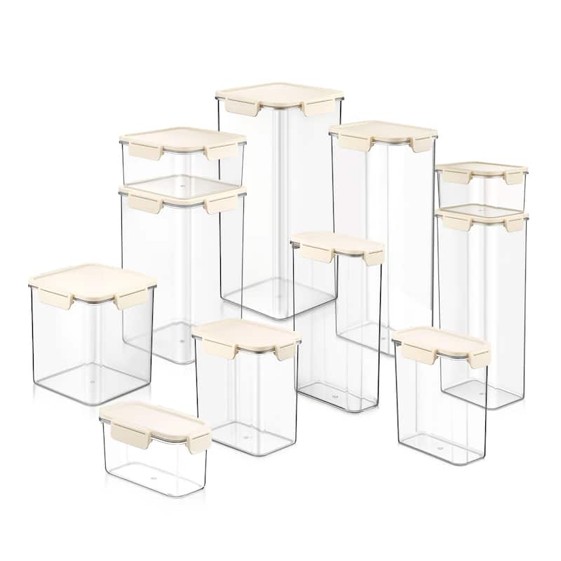 Sorbus 11-Pack Airtight Food Storage Container Set, Stackable Clear Pantry Canisters with Lids - Clear