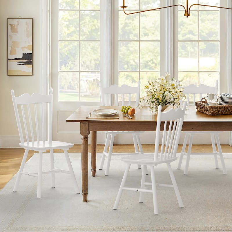 Solid Wood Dining Chairs Set of 4 - N/A - White