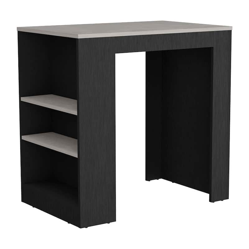 Kitchen Island Doyle, Three Side Shelves, White and Light Oak Finish,High quality and durable