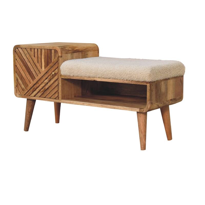 Artisan Furniture Solid Wood Boucle Carved Telephone Table
