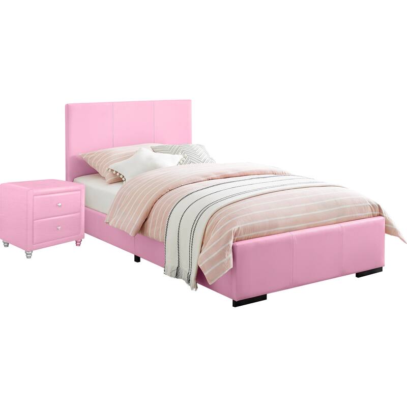 Hindes Faux Leather Upholstered Platform Bedroom Set (Multiple Colors)