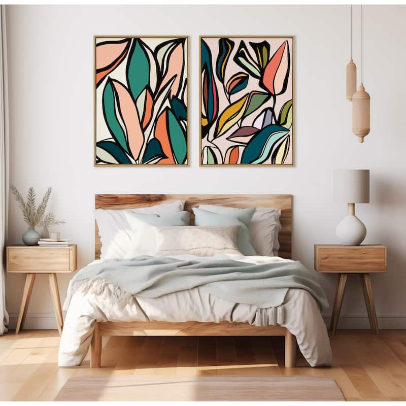 Kate and Laurel Sylvie Fanciful Ficus Framed Canvas by Alicia Bock