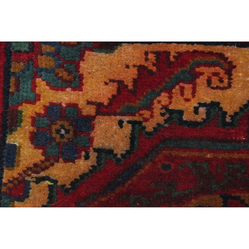 Hand Knotted Oriental 100% Wool Carpet Traditional Floral Red Heriz Area Rug - 4' 5'' X 3' 3''
