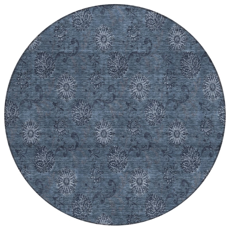 Machine Washable Indoor/ Outdoor Chantille Floral Burst Rug