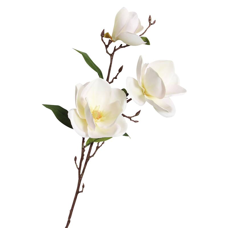 Set of 2 Large Cream White Artificial Magnolia Flower Stem Spray 38in - 38" L x 11" W x 9" DP