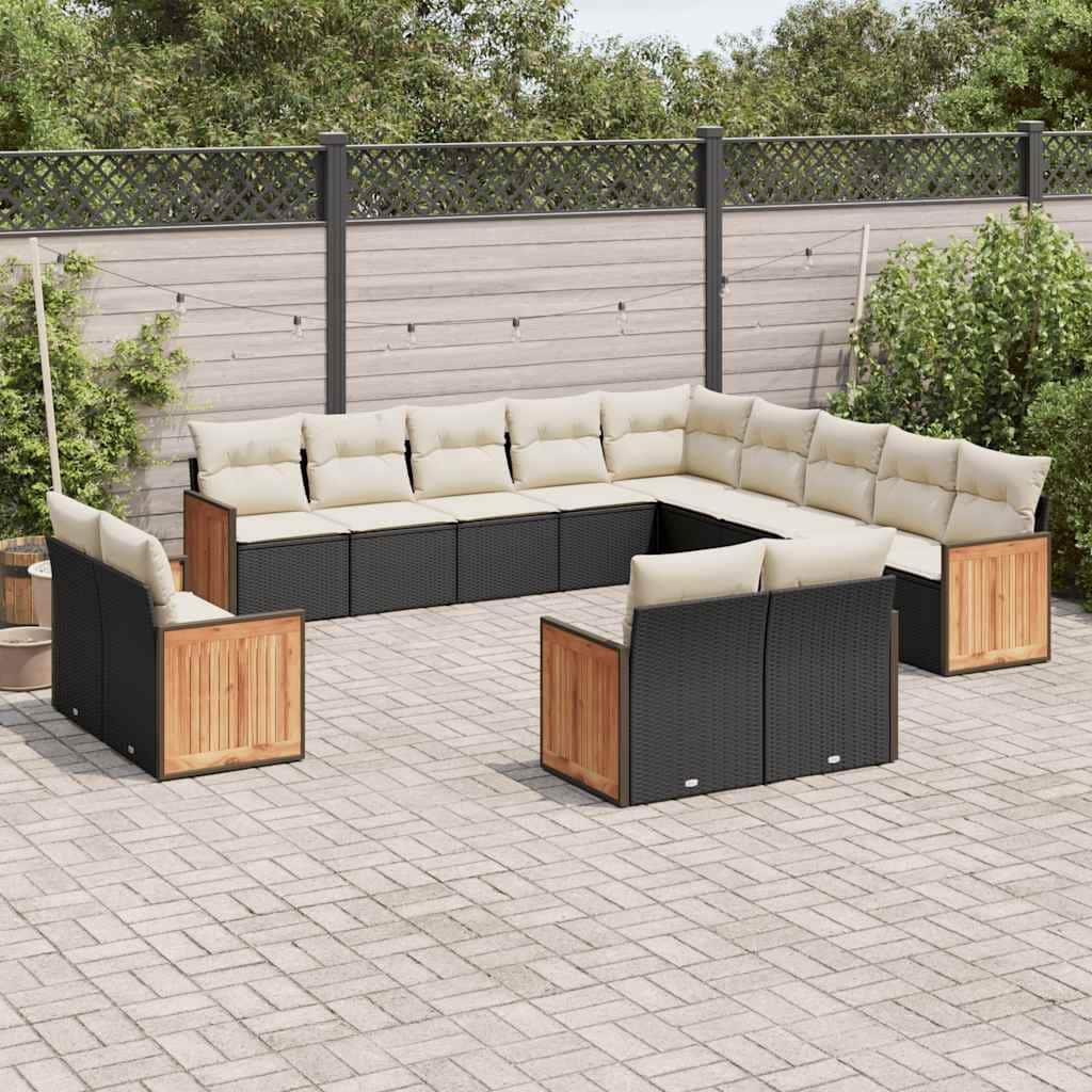 vidaXL Patio Sofa Set with Cushions Outdoor Conversation Furniture Poly Rattan