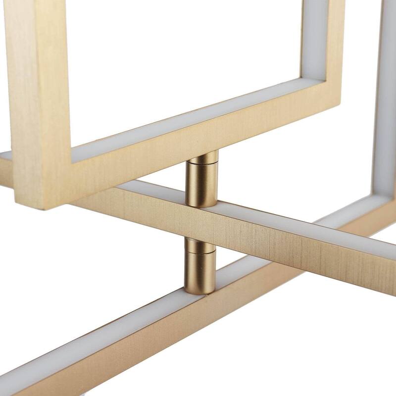 Modern Contemporary 1-Light Gold LED Chandelier Rectangle Geometric Pendant Lights - 15.5" L x 12" W x 20.5" H