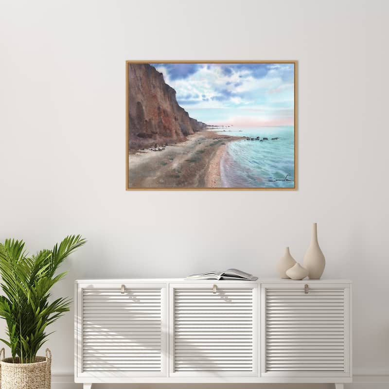 Tropical Wild Beach by Samira Yanushkova Framed Canvas Wall Art Print - Sylvie Natural
