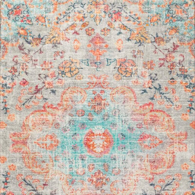 HomeRoots Medallion Traditional Rectangle Area Rug