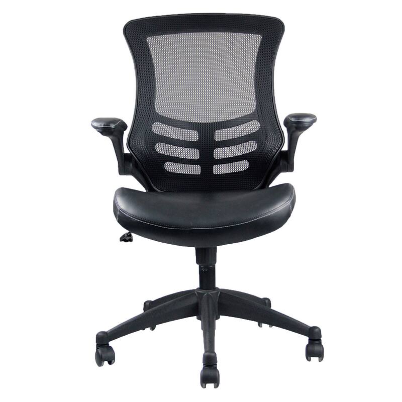 Techni Mobili Stylish Mid-Back Mesh Office Chair with Adjustable Arms, Black