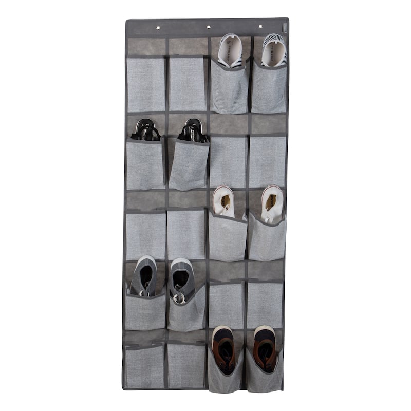 Simplify 20-Pocket Shoe Organizer in Heather Grey - 22"x 54"