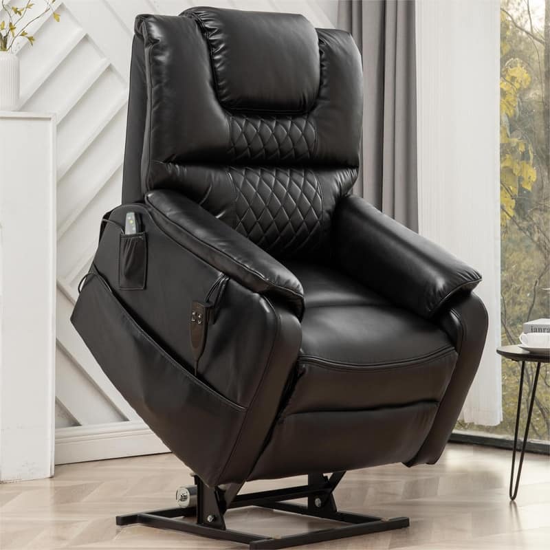 Best Choice Leather Dual Motor Power Lift Recliners - Lift Assist Recliner with Massage/Heating 400lbs