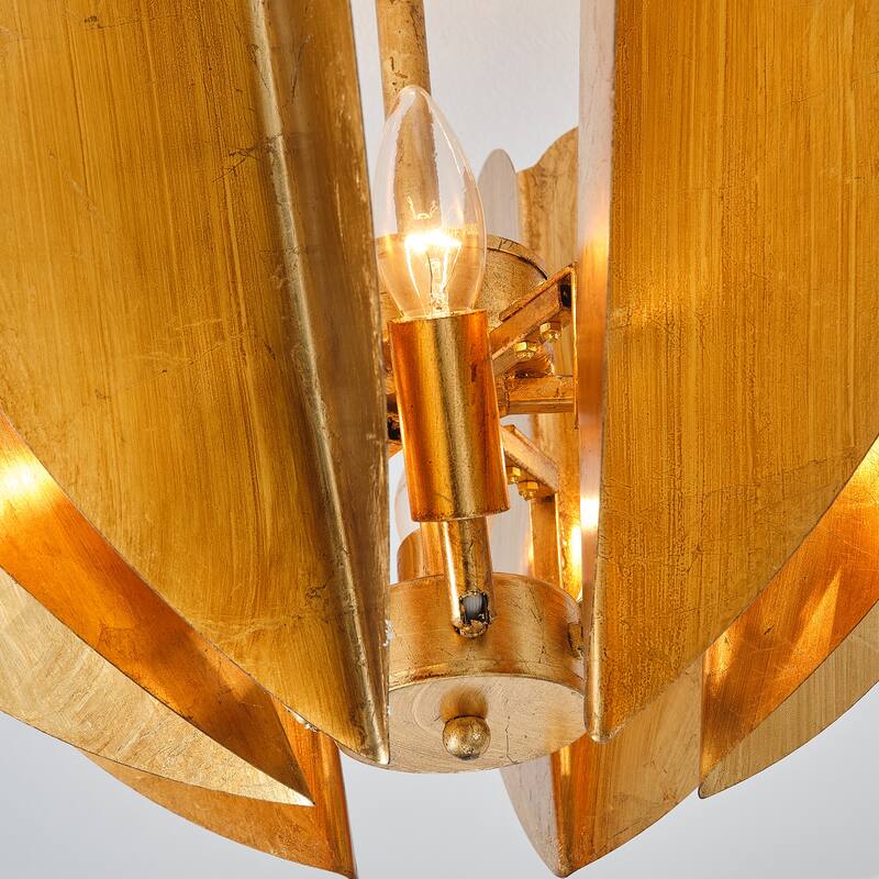 19-Inch Antique Gold Heart Semi Flush Mount Ceiling Light for Bedroom
