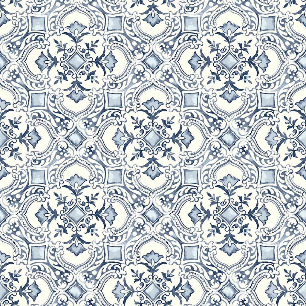 Chesapeake Marjoram Blue Floral Tile Wallpaper