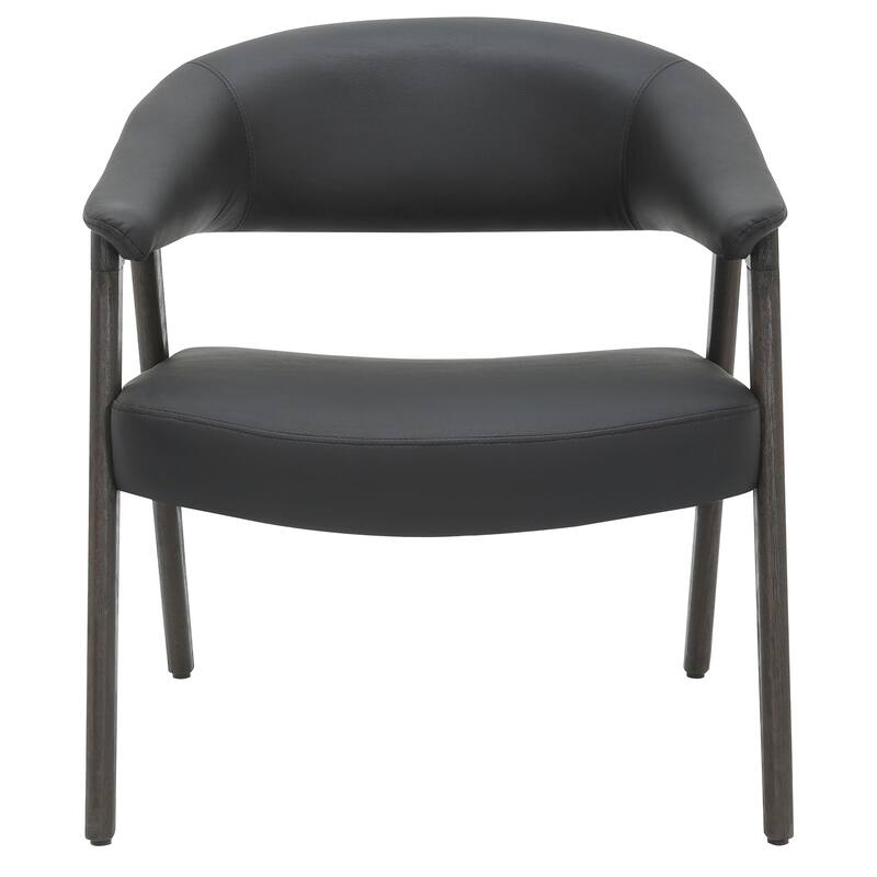 Modern Faux Leather and Solid Wood Accent Chair