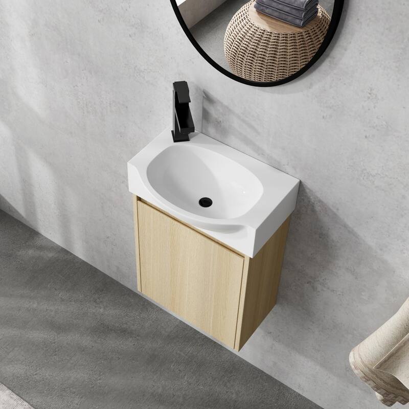 Bathroom Vanity With Sink In 16/20/24/30/36 Inch, Floating Bathroom Vanity With Soft Close Door